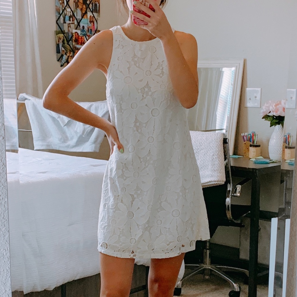 White lace shift dress
